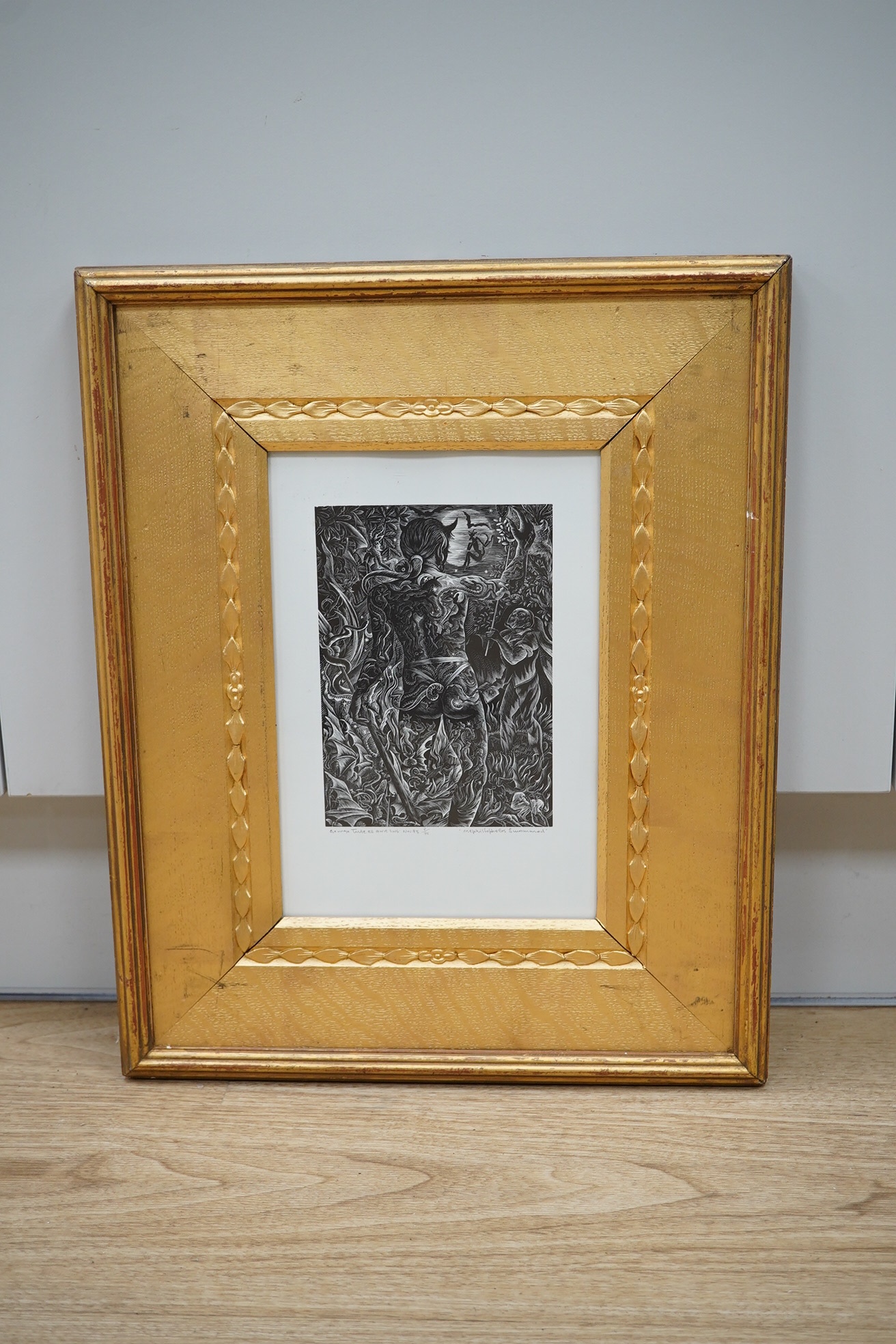 George William Tute RWA (British, b.1933), wood engraving, 'Mephistopheles Summoned', signed in pencil, 8/75, 25.5 x 17cm, gilt framed. Condition - good